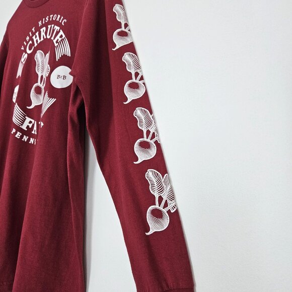 New THE OFFICE T-Shirt Womens Mens MEDIUM Long Sleeve Dwight Red Beet Farm - Picture 5 of 7